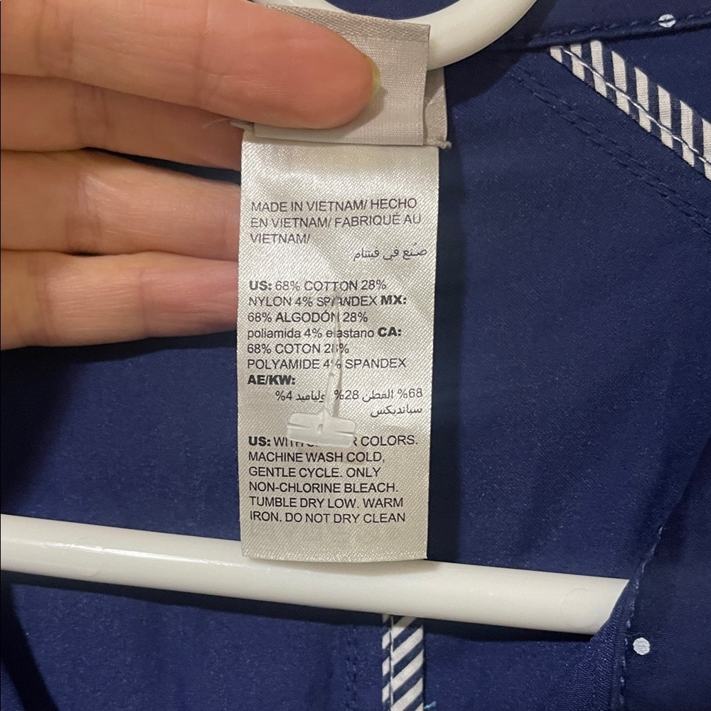 NWOT Chico's Luxe Twill Stylish Navy Blue With White Polka Dot Utility Jacket - Picture 12 of 15